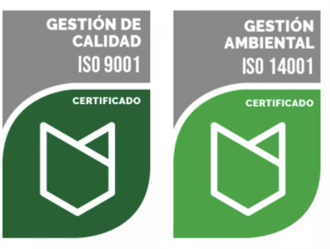 Gestión de calidad ISO 9001 y gestión ambiental ISO 14001, certificados